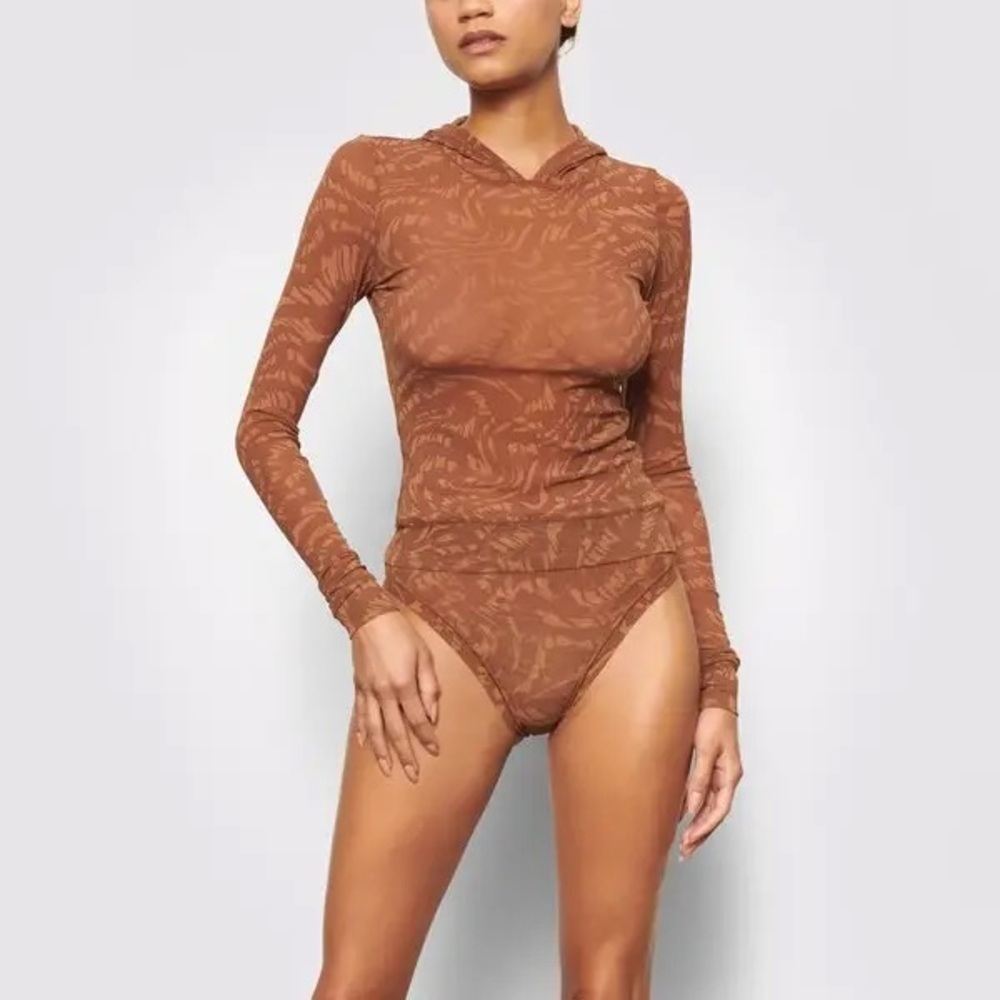 Skims Mesh Latte Swirl Hoodie NWT